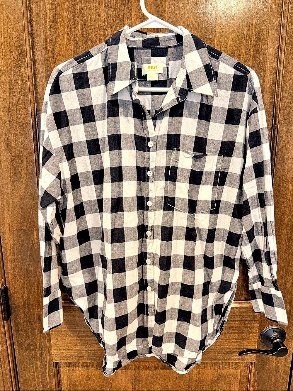 MAEVE by Anthropologie Checkered Button Down Cotton Shirt Size Small Like New